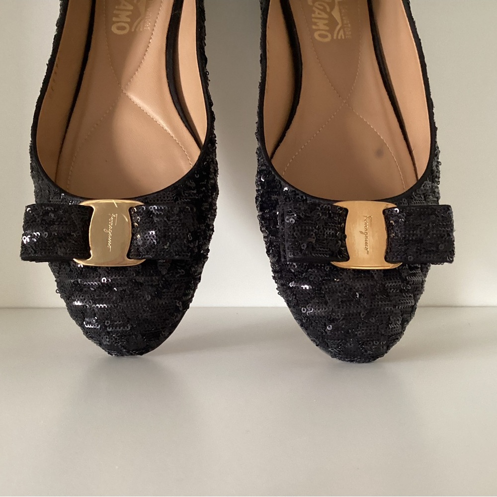 Salvatore Ferragamo ‘Varina’ Sequin Flats, Size 8